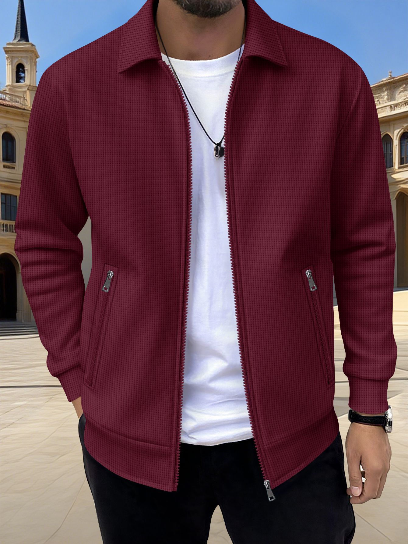 New Solid-color Pocketed Zip-up Long-sleeve Jacket Coat Altior Prime