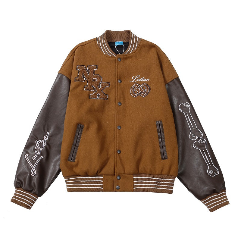 Contrast Color Stitching Patch Printed Baseball Uniform For Men And Women Loose Couple Cotton Clothing Altior Prime