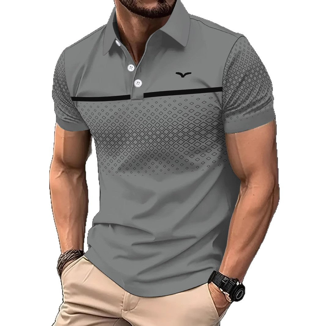 Men's Slim-Fit Printed Lapel Short-Sleeve Polo Shirt Altior Prime