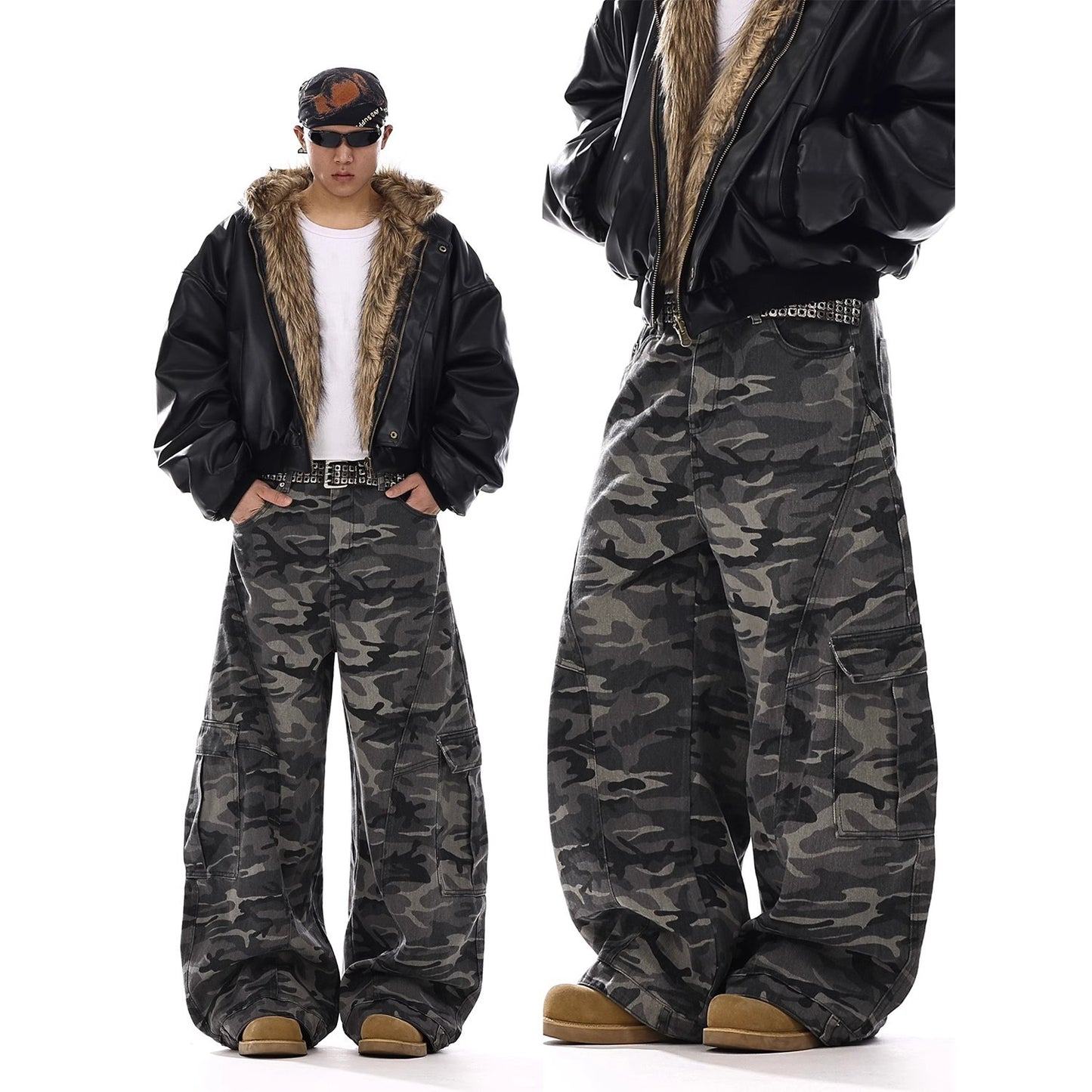 American-style Vintage Camouflage Machete-cut Jeans For Men Altior Prime