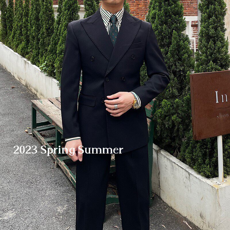Retro Ribbed Double-breasted Suit Altior Prime