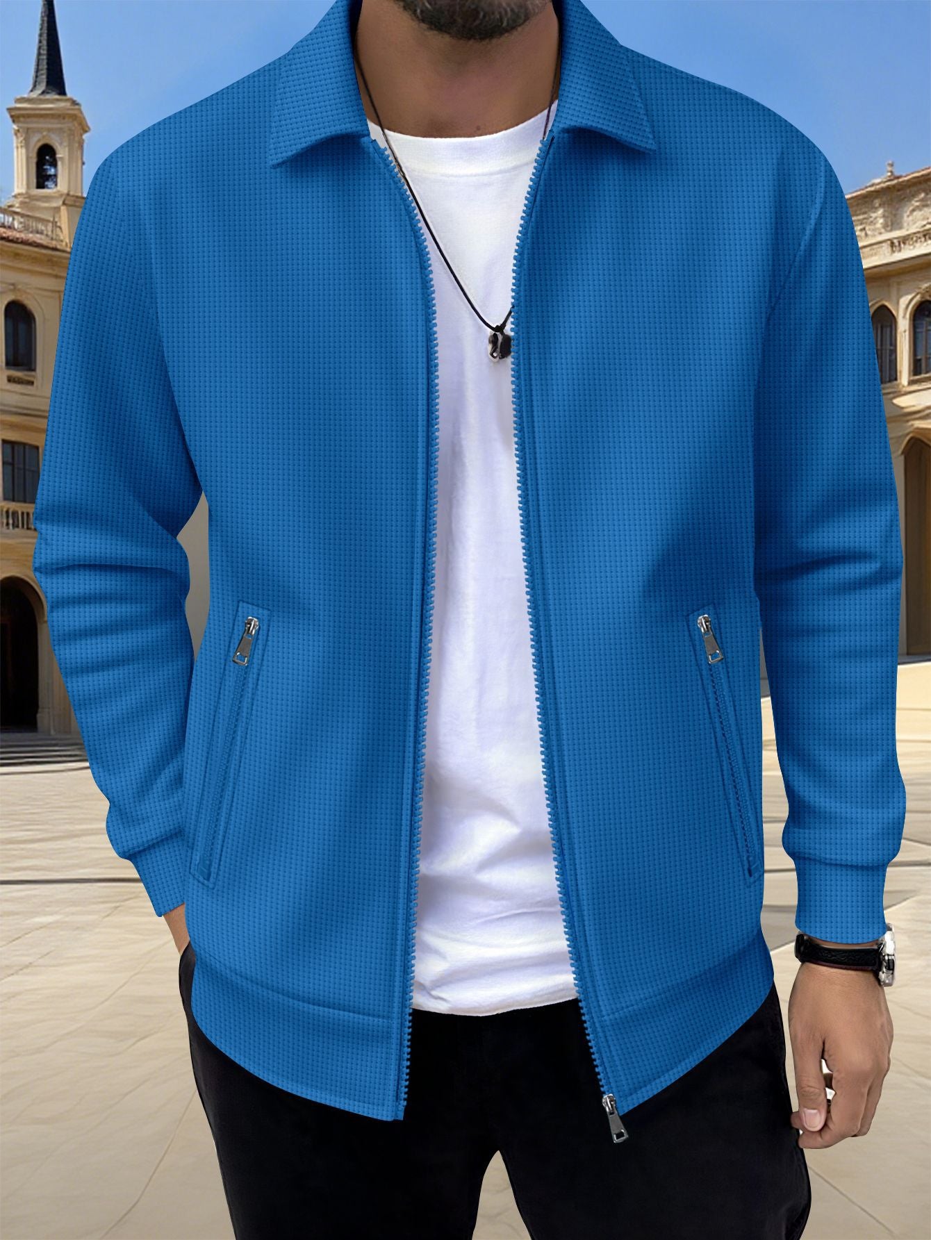 New Solid-color Pocketed Zip-up Long-sleeve Jacket Coat Altior Prime