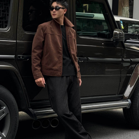 Retro Millennial Coffee-Colored Suede Jacket Altior Prime