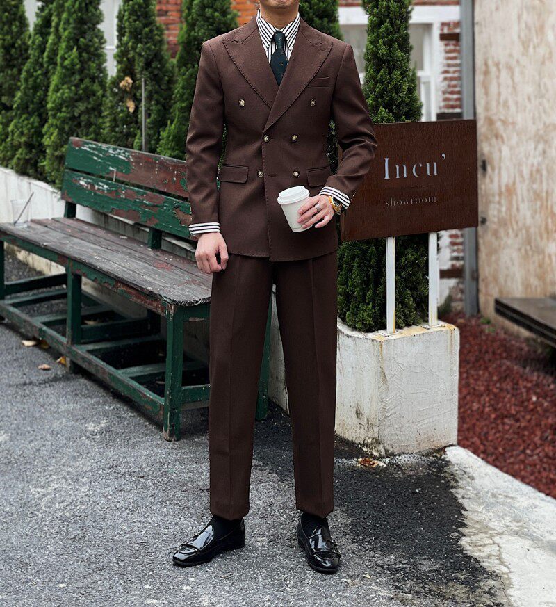 Retro Ribbed Double-breasted Suit Altior Prime