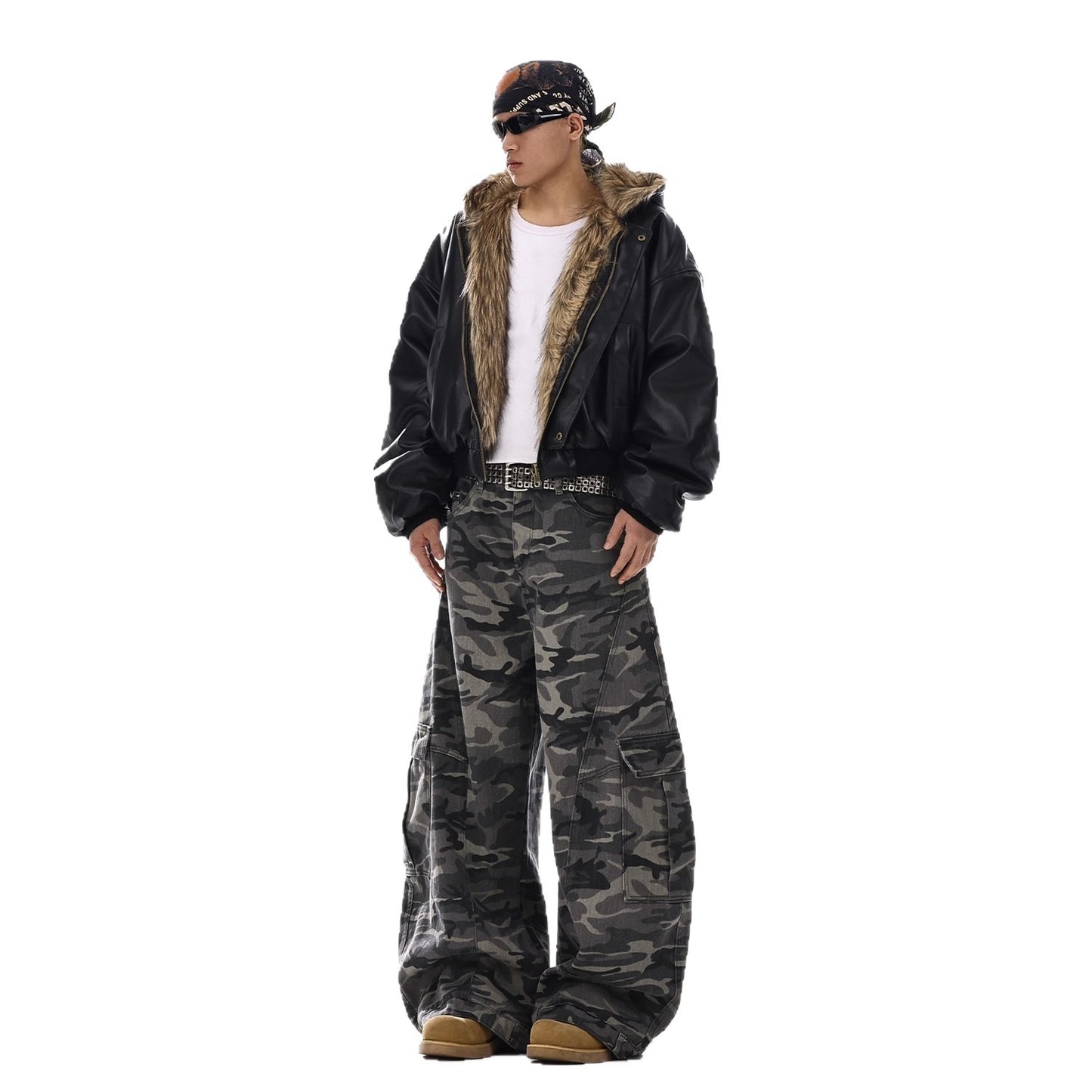 American-style Vintage Camouflage Machete-cut Jeans For Men Altior Prime
