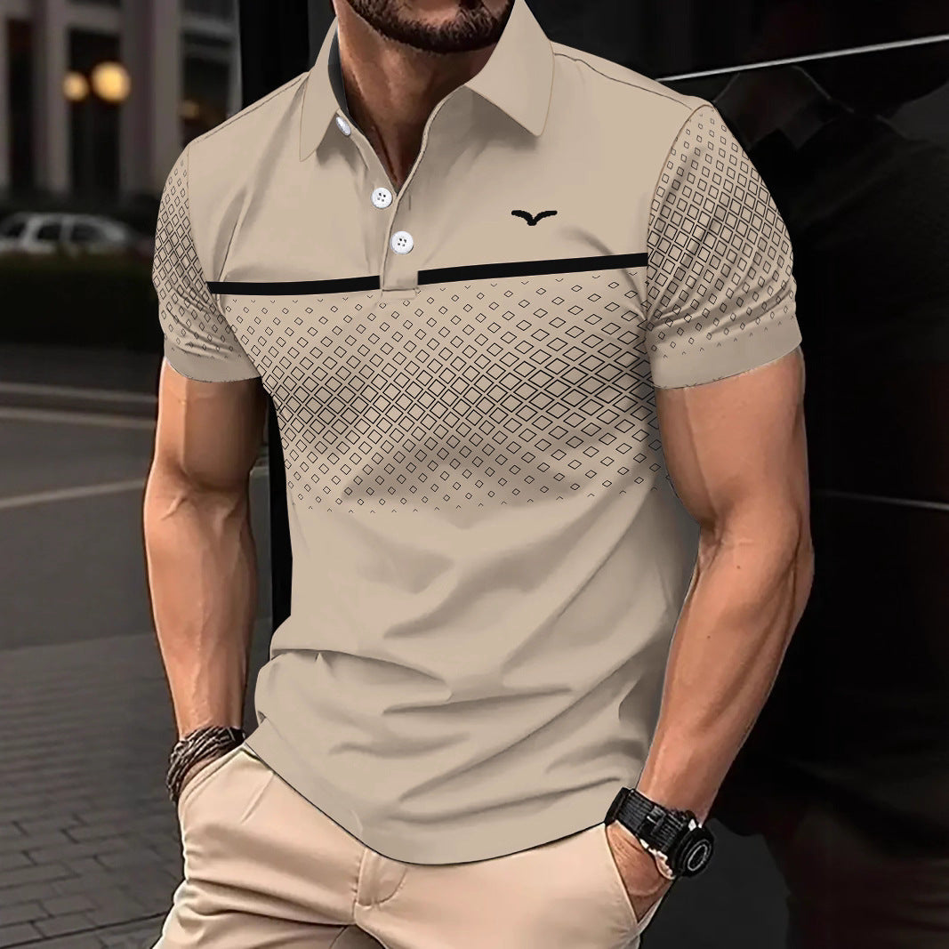 Men's Slim-Fit Printed Lapel Short-Sleeve Polo Shirt Altior Prime