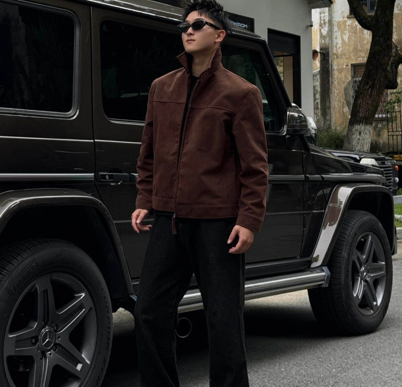 Retro Millennial Coffee-Colored Suede Jacket Altior Prime