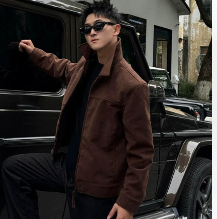 Retro Millennial Coffee-Colored Suede Jacket Altior Prime