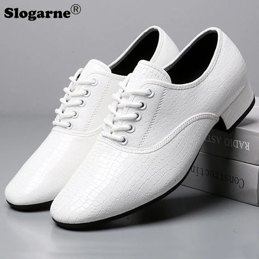 Male Big Size White Dance Shoes Men Soft Leather Latin Shoes Man Jazz Waltz Ballroom Dancing Yoga Train Sneakers Stage Footwear
