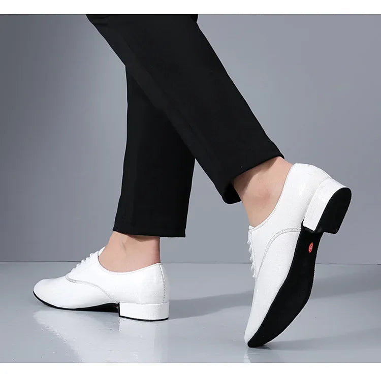 Male Big Size White Dance Shoes Men Soft Leather Latin Shoes Man Jazz Waltz Ballroom Dancing Yoga Train Sneakers Stage Footwear
