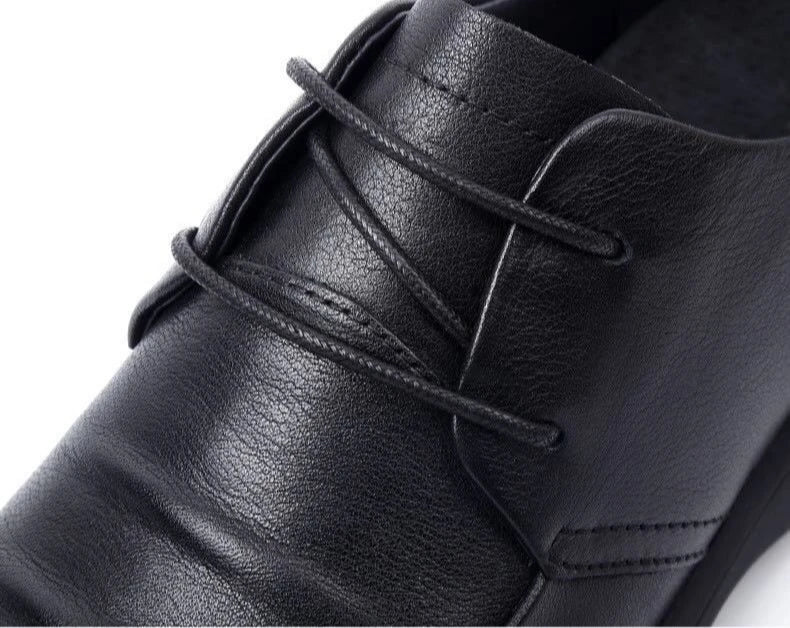 Black Thick Sole Soft Leather Shoes for Men High Quality Fashion Low Price Designer Footwear Offer Retro New in Man Casual Shoe
