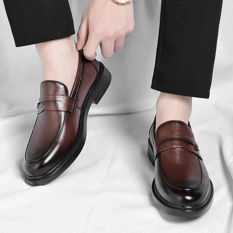 Male Shoes High Quality Fashion Men Business Shoes Italian Handmade Shoes Genuine Leather Loafers Slip-ons Men Casual Footwear