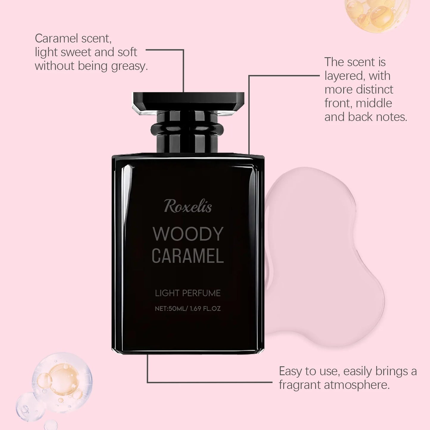 Woody Caramel Perfume - Natural Fresh Scent, Long-Lasting, Perfect for Daily & Dating, Travel-Size