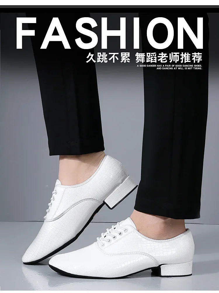 Male Big Size White Dance Shoes Men Soft Leather Latin Shoes Man Jazz Waltz Ballroom Dancing Yoga Train Sneakers Stage Footwear