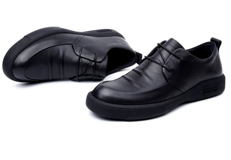 Black Thick Sole Soft Leather Shoes for Men High Quality Fashion Low Price Designer Footwear Offer Retro New in Man Casual Shoe