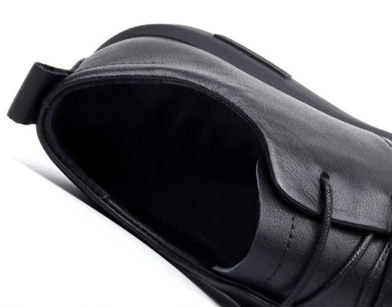 Black Thick Sole Soft Leather Shoes for Men High Quality Fashion Low Price Designer Footwear Offer Retro New in Man Casual Shoe