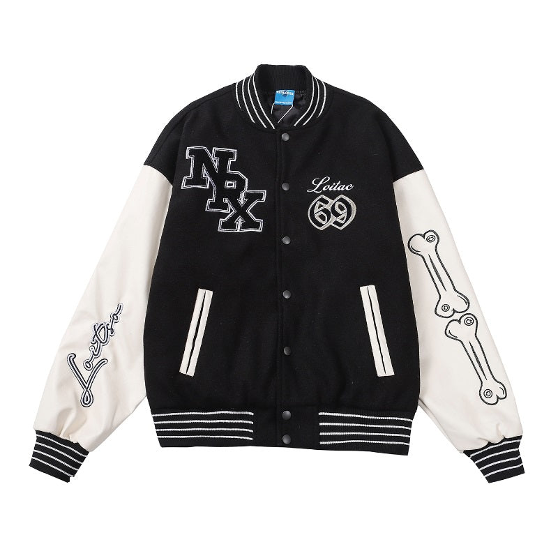 Contrast Color Stitching Patch Printed Baseball Uniform For Men And Women Loose Couple Cotton Clothing Altior Prime