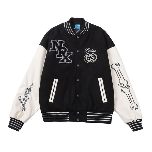 Contrast Color Stitching Patch Printed Baseball Uniform For Men And Women Loose Couple Cotton Clothing Altior Prime