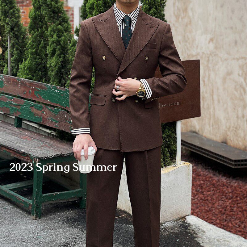 Retro Ribbed Double-breasted Suit Altior Prime