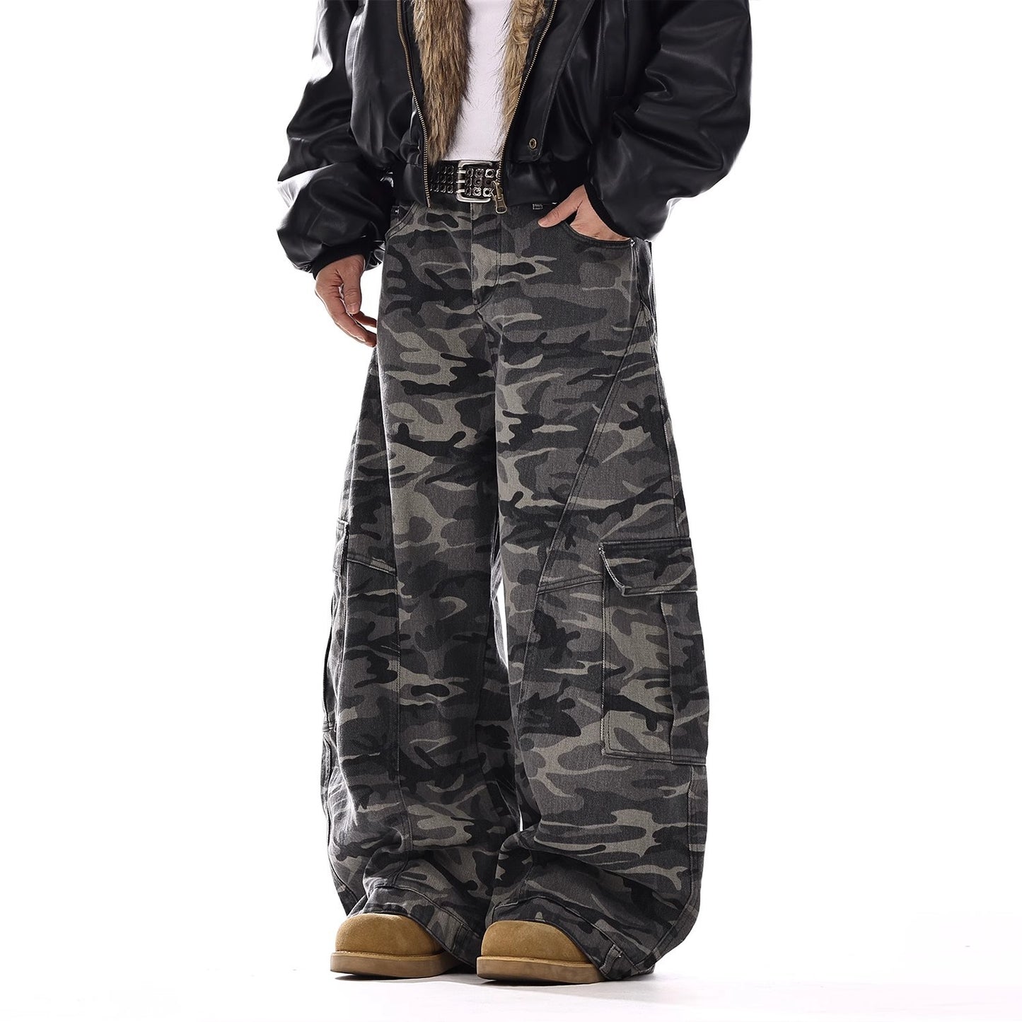 American-style Vintage Camouflage Machete-cut Jeans For Men Altior Prime
