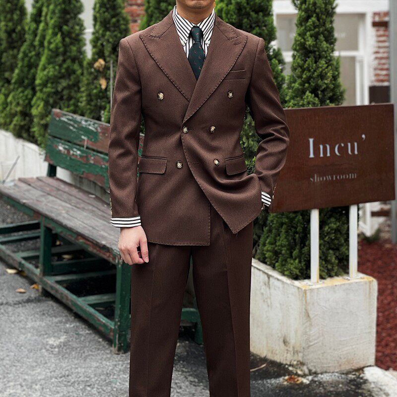 Retro Ribbed Double-breasted Suit Altior Prime