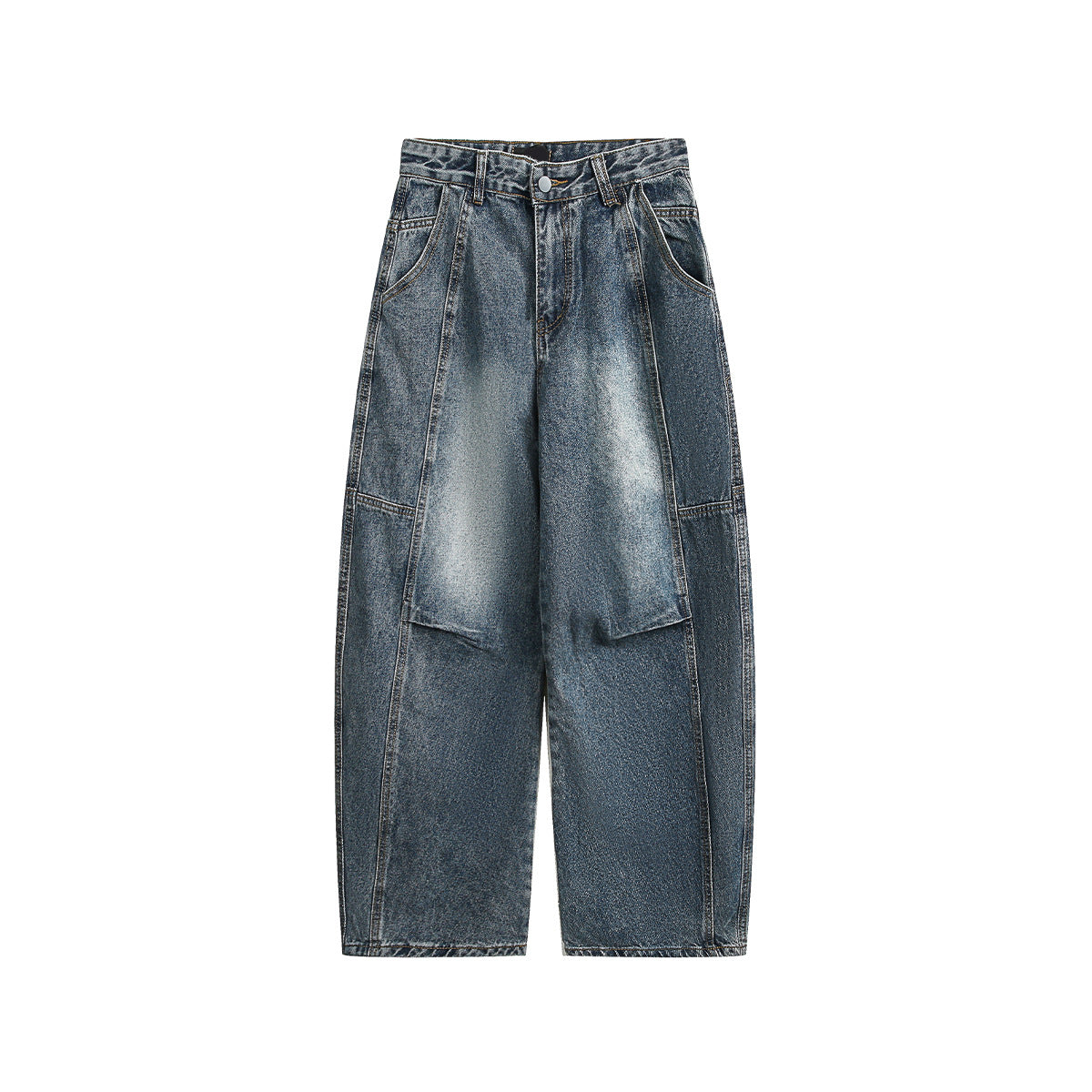 Retro Pleated Washed Denim Jeans Mens Straight-Leg Loose-Fit Altior Prime