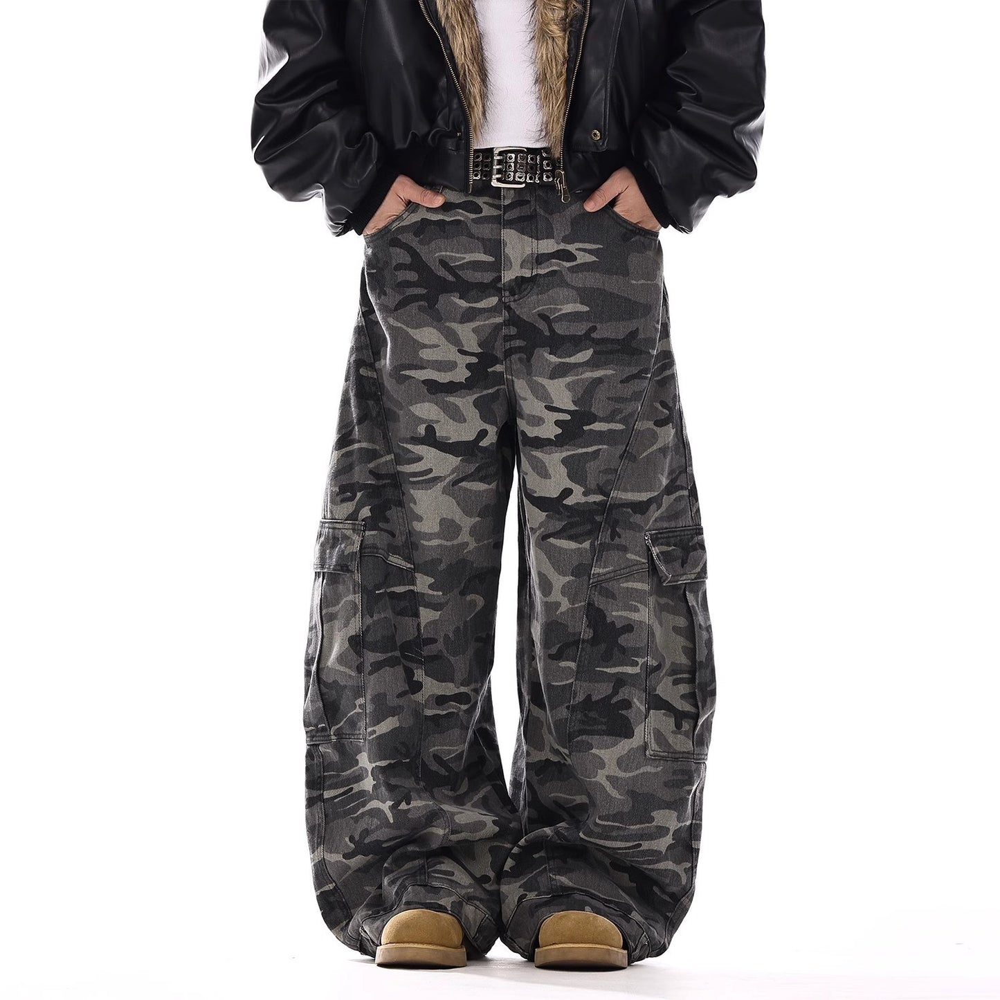 American-style Vintage Camouflage Machete-cut Jeans For Men Altior Prime