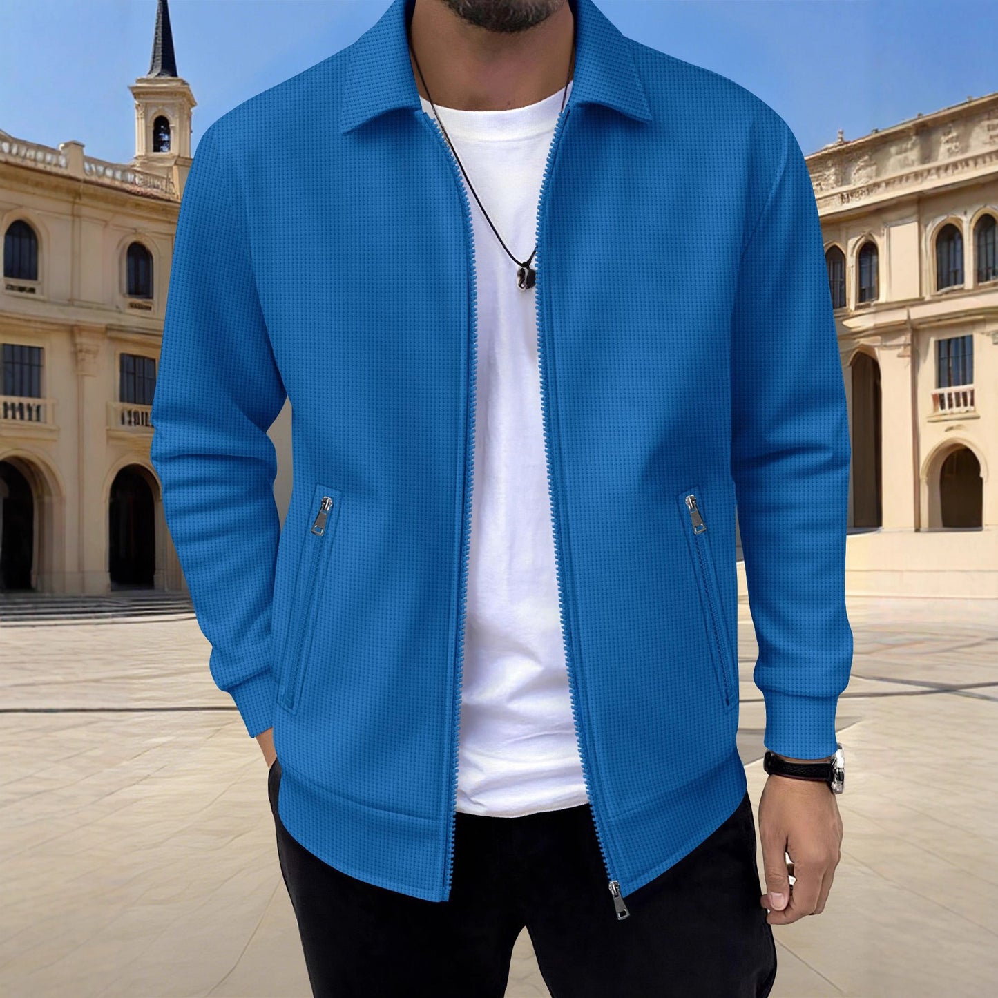 New Solid-color Pocketed Zip-up Long-sleeve Jacket Coat Altior Prime