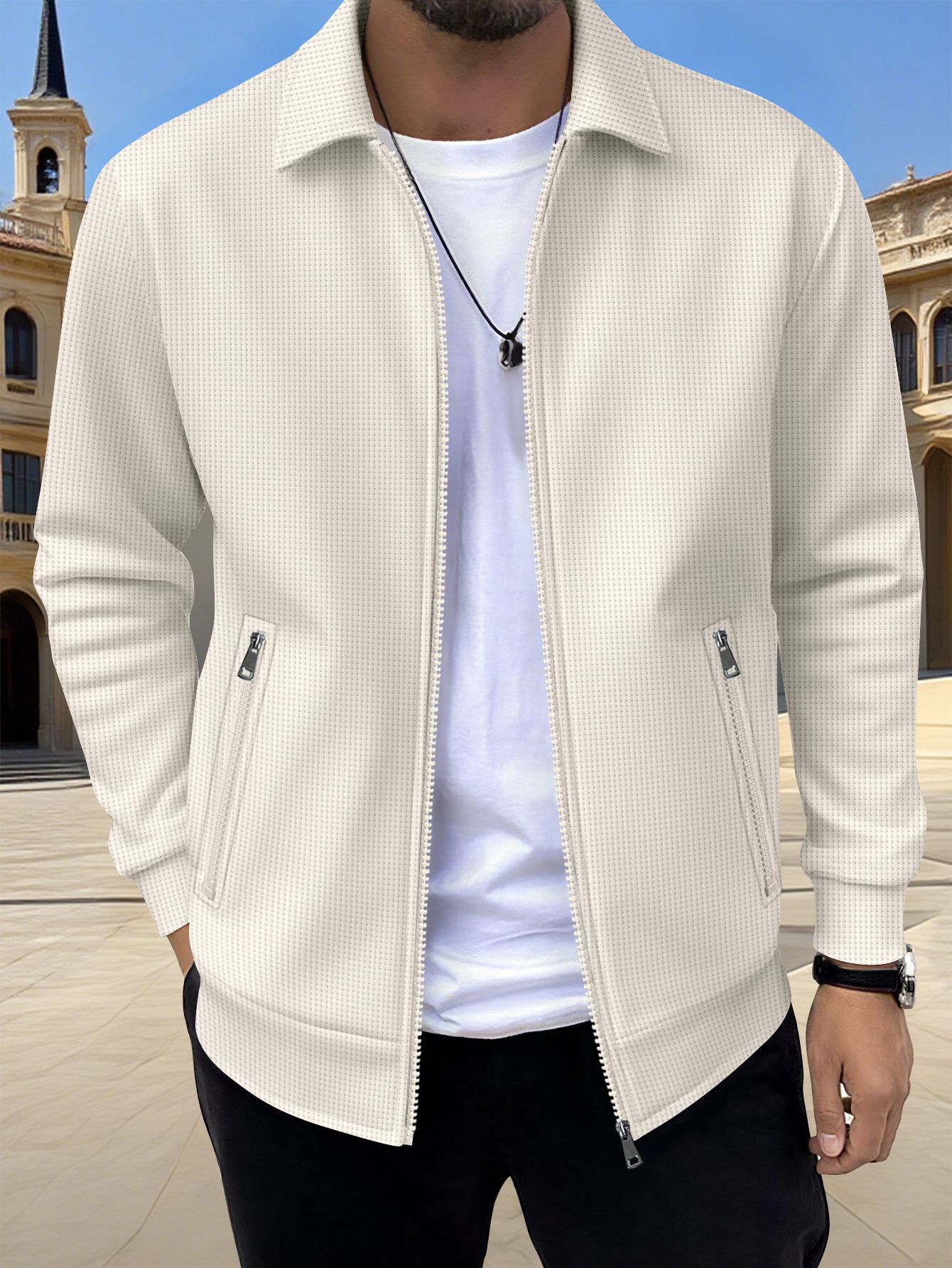 New Solid-color Pocketed Zip-up Long-sleeve Jacket Coat Altior Prime
