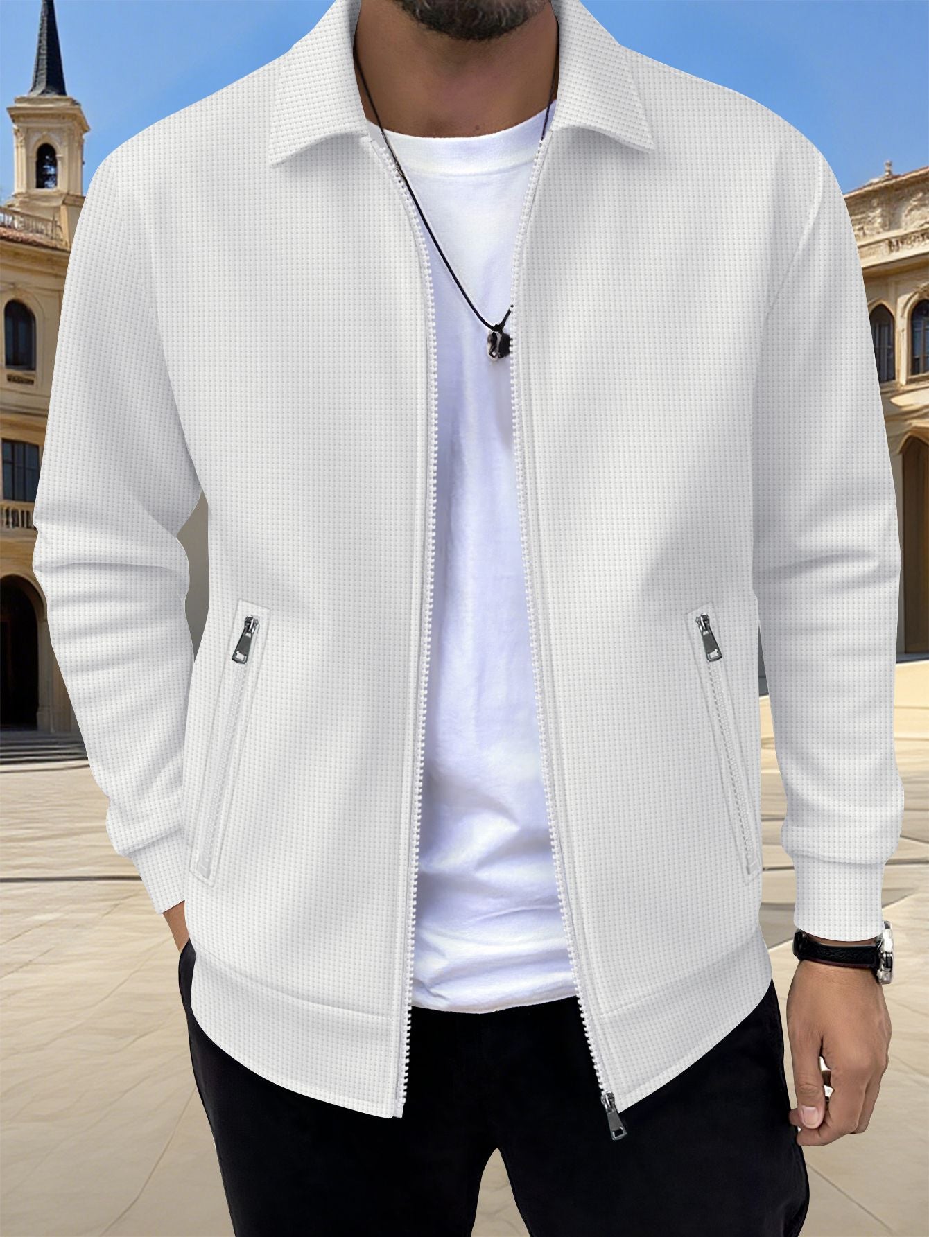 New Solid-color Pocketed Zip-up Long-sleeve Jacket Coat Altior Prime