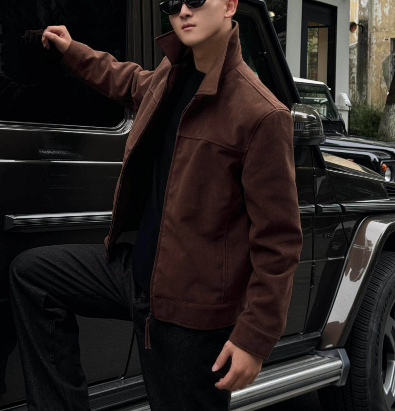 Retro Millennial Coffee-Colored Suede Jacket Altior Prime