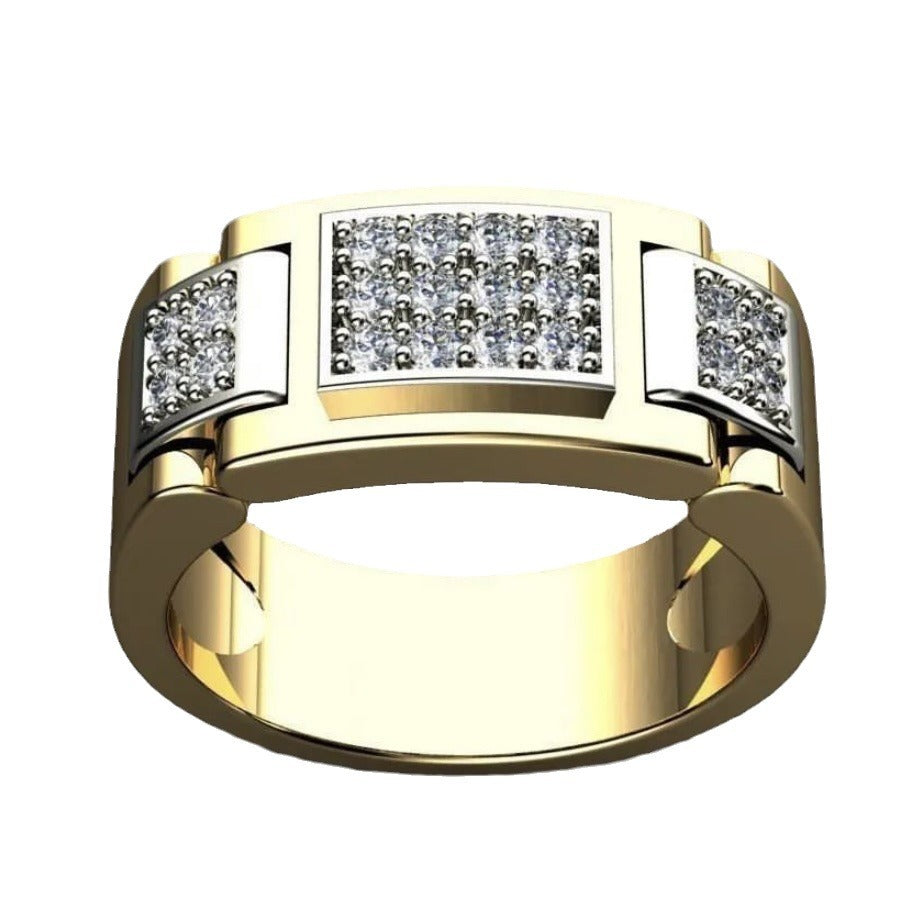 Fashion Rectangular Full Diamond Men's Rings Altior Prime